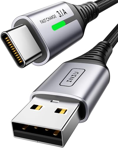 INIU Cabo USB A USB C, [2 m] QC 3,0 e 3,1 A cabo USB C carregamento rápido, liga trançada de nylon cabo USB tipo C carregador compatível com iPhone 16 15 Pro Samsung S21 Huawei Xiaomi Pixel ECC.