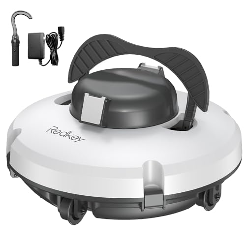 Redkey S100 Robot Limpador de fundos de piscina, 130 minutos de autonomia, sobe brincos de 18°, motor duplo, paragem automática, limpa-fundos piscina automático para piscinas até 100 ºC