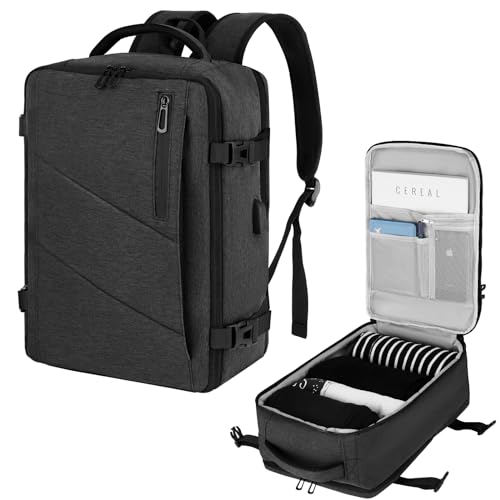 VOESLD Mochila de viagem cabine avion 40 x 20 x 25 para Ryanair, mochila de viagem 45 x 36 x 20 para Easyjet, bolsa para computador portátil mulher e homem, mochila computador, cinzento, Mochila de