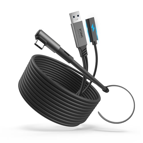 KIWI design Cabo de ligação com carregamento 5 m compatível com Meta Quest 3s Quest 3 Quest 2/Pro/Acessórios Pico 4 e PC/SteamVR, cabo USB 3.0 a USB-C Link com super rápida de 5 Gbps, para jogo