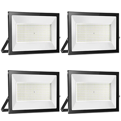 4 peças 200 W holofotes LED para exterior 6000 K branco frio projetor IP65 impermeável luz de segurança para iluminação jardim garagem alpendre varanda relvado