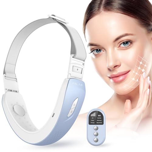 ANLAN Redutor de capa, Lifting V-Face chapeada, massajador facial Shapping com quente, Lifting e reafirmante com fotografia vermelha e azul, 6 modos, azul