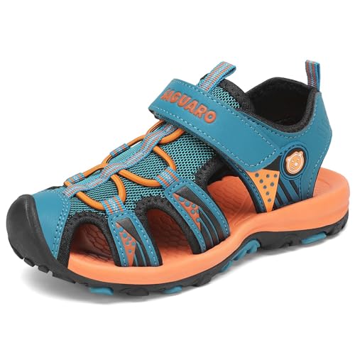 SAGUARO Sandálias fechadas para crianças Trekking verão sapatos ao ar livre respirável azul Gr.32