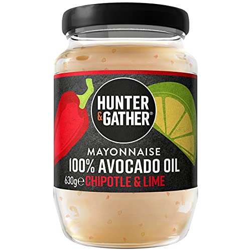 Hunter & Gather Maionese de óleo de abacate com chipotle e lima 630 g | Feito com óleo de abacate puro e gema de ovo de galinha, campanha inglesa, palo, ceto/ceto, livre de glúten e açúcar