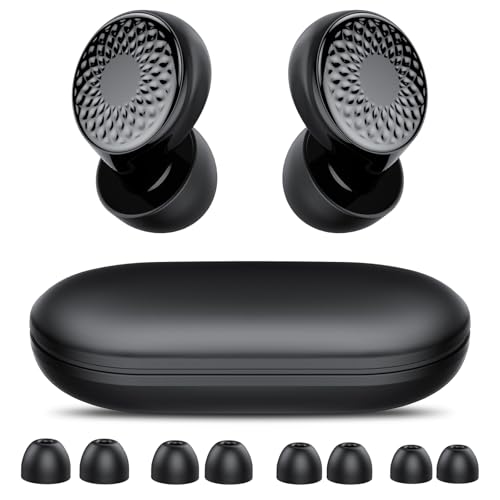 Tampões ouvidos ruído dormir, 45 dB tampões cancelamento de ruído, confortáveis e ergonómicas, laváveis e reutilizáveis, 4 tamanhos de Earplugs, para dormir/concentrar, preto