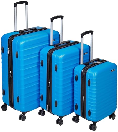 Amazon Basics - Mala de viagem rígida giratória, azul claro, 55, 68, 78 cm, Conjunto de 3 unidades