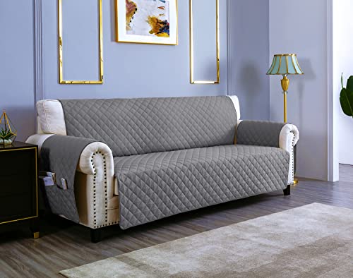 sevi's Capa para sofá de 3 lugares, 170 cm, universal impermeável com braços, protetor para sofás, cor cinzento claro