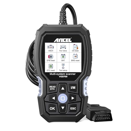 Ancel VOD700 Máquina de diagnóstico para carro Volvo, OBD2 ferramenta de diagnóstico para sistemas completos com 12 funções, leitor OBD com óleo EPB ABS SRS SAS TMPS Bat Bas Reset