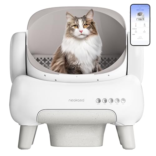 Neakasa Areneiro gatos auto-limpeza com design aberto, capacidade XXL, controlo por aplicação, seguro, limpeza rápida, sem odores e higiénico
