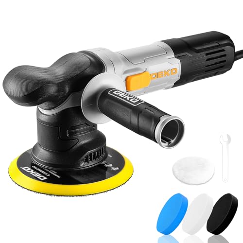 Polidor de dupla ação, DEKOPRO 800 W kit polidor carro, com 150 mm almofada abrasiva, 6 velocidades variáveis, 1800 - 5500 RPM, 9 mm orbital para detalhar, polir e fechar o carro