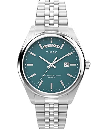 Timex Trend - Relógio masculino de 41 mm, bracelete de aço inoxidável, mostrador verde, caixa de aço inoxidável TW2V68000