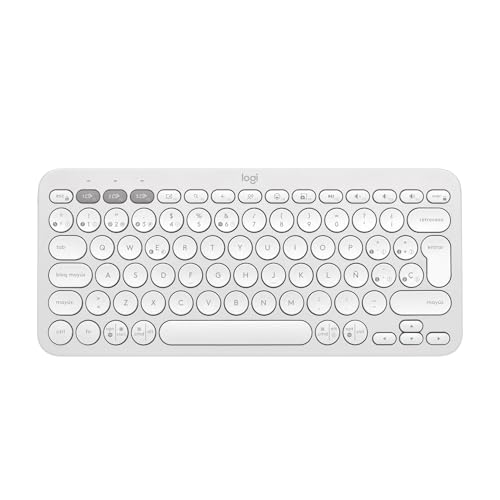 Logitech Pebble Keys 2 K380s Teclado Bluetooth multidispositivo, acesso direto, simplificado e portátil, Easy-Switch, Windows, macOS, iPadOS, Android, ChromeOS, Disposição QWERTY Espanho, branco