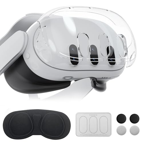 Olycism Funda Compatible con Meta Quest 3 Accesorios para Oculus Quest 3 Incluye 1*Protective Front Cover 1*Lens Cover 4*Joystick Caps 3*Tempered Lens Protector para Oculus Quest 3