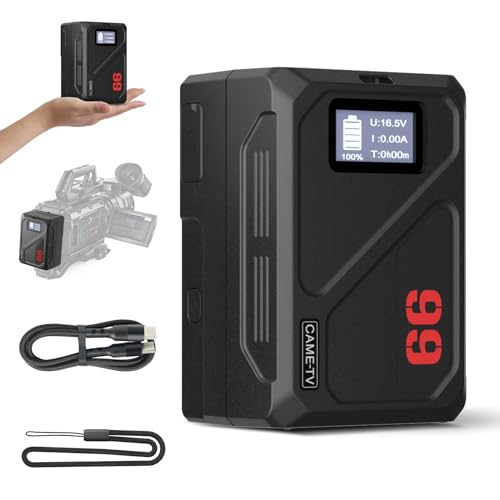 Came-TV V Mount Battery MINI99C 6900 mAh 99 Wh 14,4 V, V Lock Battery com 65 W PD tipo C carregamento rápido 1,5 horas / D Tap/USB A/Dupla porta DC/BP/ecrã OLED para câmara monitor Câmara