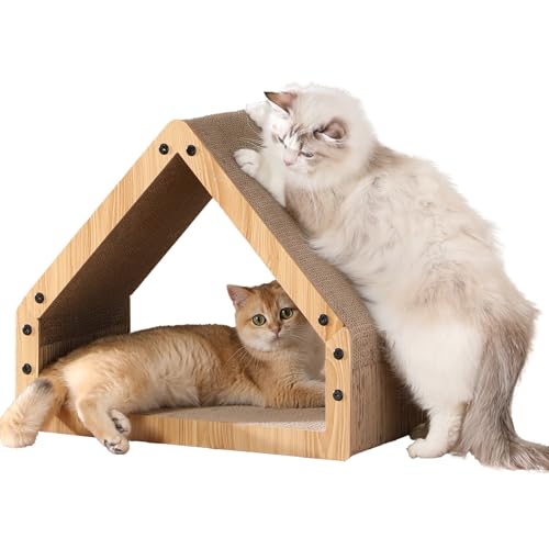 FUKUMARU Raspador para gatos, extra grande 42 cm raspador de cartão em forma de casa para gatos, resistente tábua de raspar para gatos feita de papel ondulado, grande