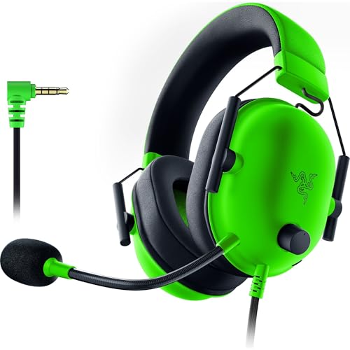 Razer BlackShark V2 X Auriculares Gaming (altifalantes de titânio de 50 mm, microfone cardióide, cancelamento de ruído passivo avançado para PC, Mac, PS4, Xbox One e Switch) verde