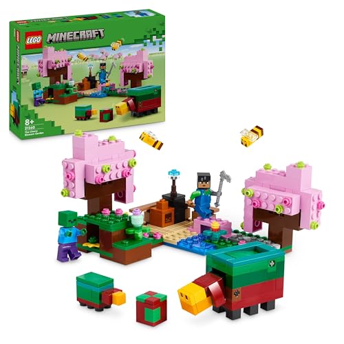 LEGO Minecraft Jardim de cerejeiras em flor com animais de brinquedo, figura de Sunny, Sniffer, zumbi e abelhas, presente baseado em videojogo para meninos e meninas de 8 anos ou mais 21260