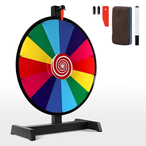 CPROSP 18'' Conjunto de roleta de 46 cm, roleta da fortuna com 14 ranhuras personalizáveis, Spinning Prize Wheel com tripé metálico