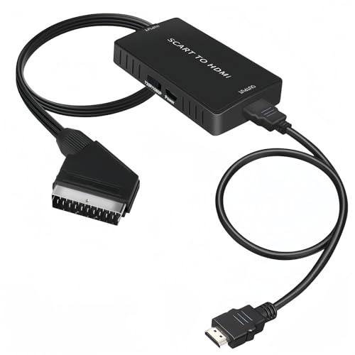 Conversor Euro conector para HDMI com interruptor 720p/1080p - adaptador para monitor de TV, projetor - compatível com leitor de DVD, VHS, STB e Xbox