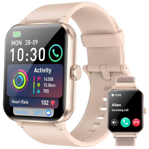 IOWODO Relógio inteligente mulher - Smartwatch 1,85" com chamadas Bluetooth, monitor cardíaco, oxímetro de sono, 100 modos desportivos, IP68 impermeável, pulseira atividade para Android iOS