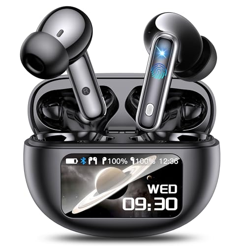 EUQQ AI Auriculares tradutores: Auriculares sem fios com ecrã tátil, tradução em 144 idiomas e acentos, App para iOS e Android, viagens e negócios/estudos