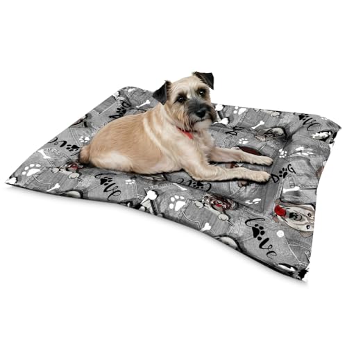Homey - Cama reversível e lavável para cães, modelo Doggy, tapete confortável de tecido com estampado para transporte e casa, ideal para descanso de animais de estimação, 50 x 70 cm