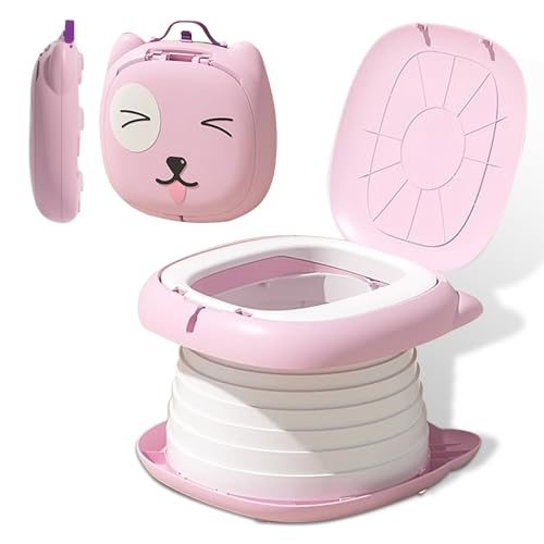 Assento sanitário para crianças, sanita dobrável para crianças, urinol dobrável de viagem portátil, viagem pela estrada para acampar ou uso doméstico com bolsa de apoio descartável