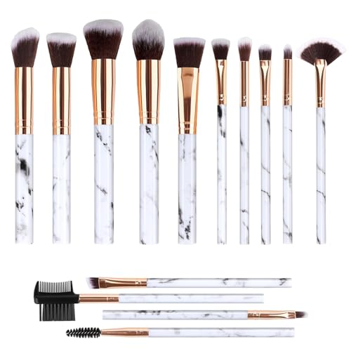 Conjunto de pincéis de maquilhagem de mármore, conjunto de pincéis com pincel para sombra de olhos pincel corretivo pincel para blush, pincel de maquilhagem, 14 pincéis de maquilhagem