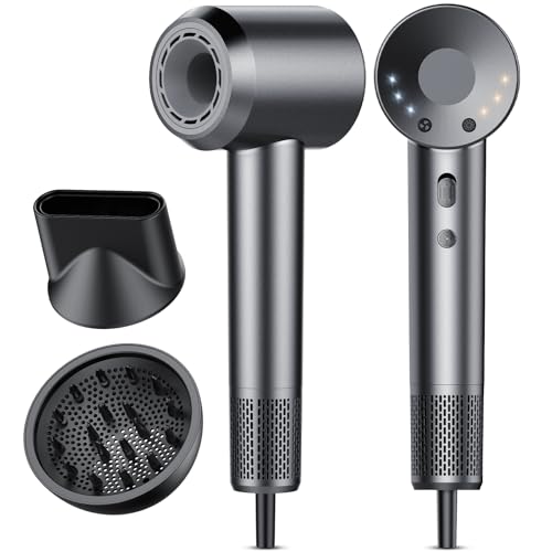 Secador de cabelo, secador de cabelo profissional iónico portátil de 160000 RPM, secagem rápida, 500 m íões, controlo de temperatura, com difusor magnético e , 4 níveis de temperatura e 3