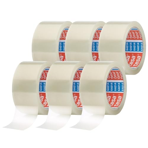 tesa Pacote - Fita adesiva universal para embalar, selar e embalar - resistente ao desgaste e aos raios UV - 66 m x 50 mm - pacote de 6 rolos - transparente