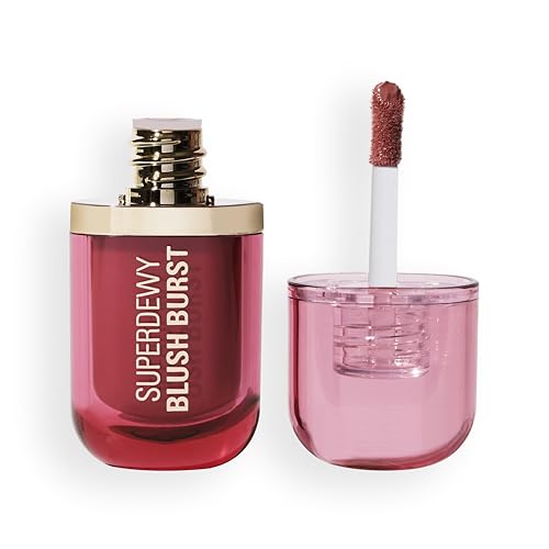 Revolution Superdewy Liquid Blush Burst - Rubor líquido de cobertura buildável para bochechas, fórmula de soro com péptidos e ácido hialurónico - Rose All Day Dusty Pink - 4,2 ml