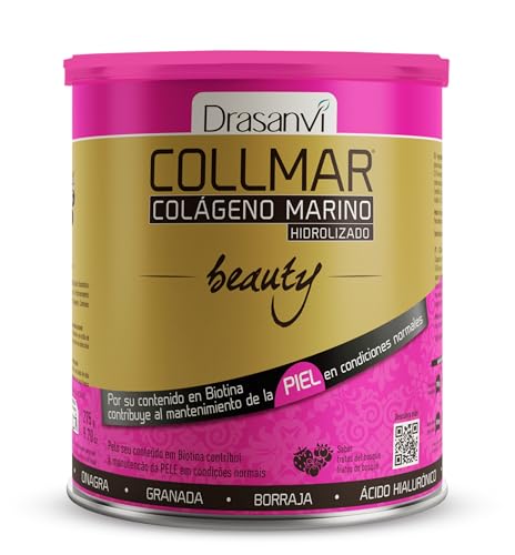DRASANVI COLLMAR BEAUTY COLAGENO marinho para a pele, colagénio hidrolizado com vitamina C natural, biotina e ácido hialurónico, pele bonita e hidratada, sabor frutos da floresta, 275 g