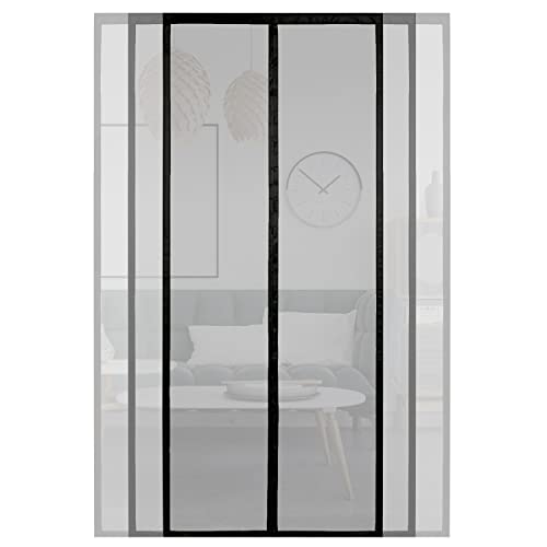 ARCOL Cortinas mosquiteira para portas, mosquiteira com íman de largura cortável, mosquiteira para portas de fixação auto-aderente, cortinas mosquiteira magnética de alta resistência, 155 x 215 cm