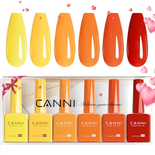 CANNI Vernizes semipermanentes de unhas em gel 6 cor amarelo coral vermelho laranja UV gel gel Nail Polish esmalte unhas dos namorados kit unhas semipermanentes conjunto de unhas semipermanentes