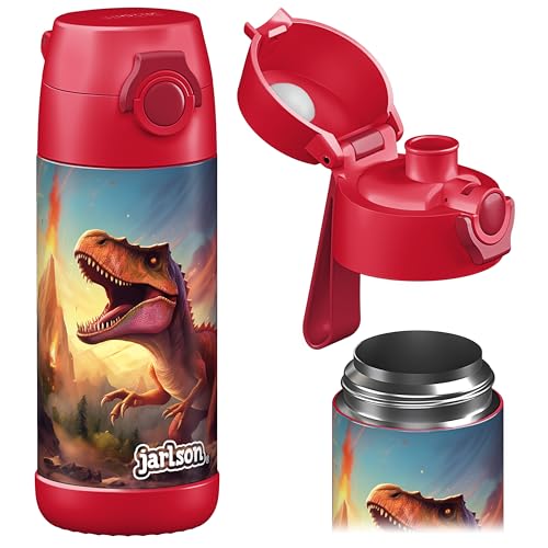 Jarlson® Garrafa de água para crianças MALI – Garrafa de água térmica de aço inoxidável, sem BPA, à prova de fugas, garrafa infantil - 350 ml