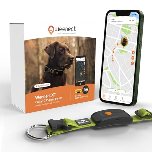 Weenect Dog XT - Nova coleira GPS para cães | antena XL | impermeável | coleira amarela ultra-resistente integrada Julius-K9 | garantia vitalícia | subscrição necessária