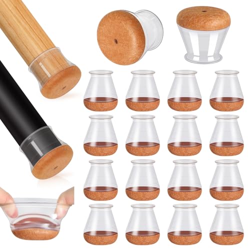 Protetor de pernas para cadeira, 16 peças protetores de chão para pernas de cadeira, silicone com tampa de pernas de cadeira com almofada de feltro espessada, anti-riscos, redução de ruído