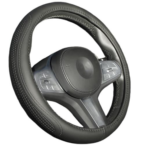 ROYWOO - Capa para volante de carro de microfibra (37-38 cm), respirável, antiderrapante, inodoro, cor preta