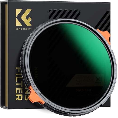 K&F Concept Nano-Xcel Filtro polarizador CPL circular e variável ND4-64 (2-6 passos), 2 em 1 ND4-64 e CPL Filter com estojo de vidro ótico com 28 camadas