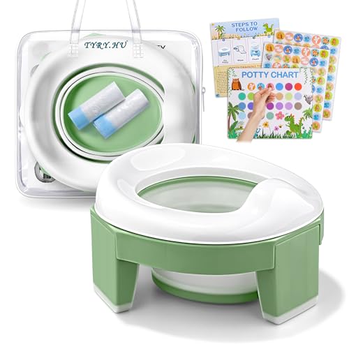 TYRY.HU Assento sanitário dobrável para crianças 3 em 1 urina portátil redutor WC para bebé com peças à prova de salpicos adaptador para casa e viagem (cor verde)