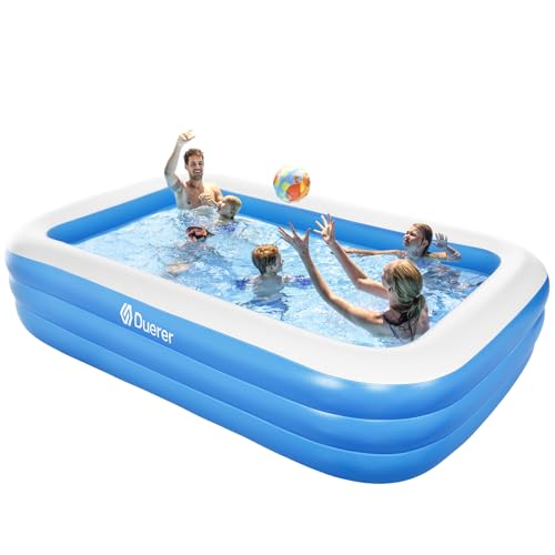 Duerer Piscinas insufláveis, piscinas insufláveis, piscina familiar para jardim, festa aquática de verão, exterior, jardim, nadar para adultos, 305 cm x 182 cm x 56 cm