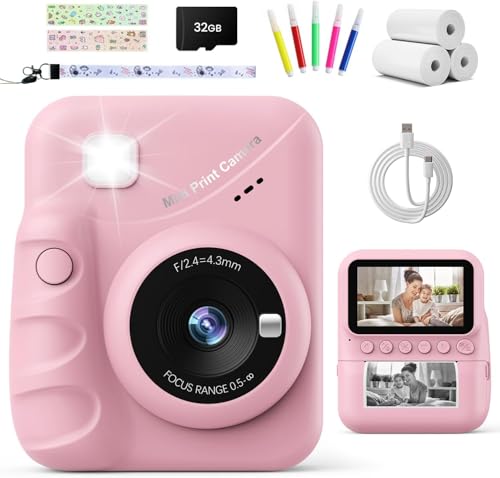 TIATUA Câmara com fotos infantis instantâneas, 3,0" HD 48 MP câmara instantânea para crianças com cartão de 32 GB e papel de impressão, HD 1080P câmara instantânea para meninos e meninas 3 a 12 anos
