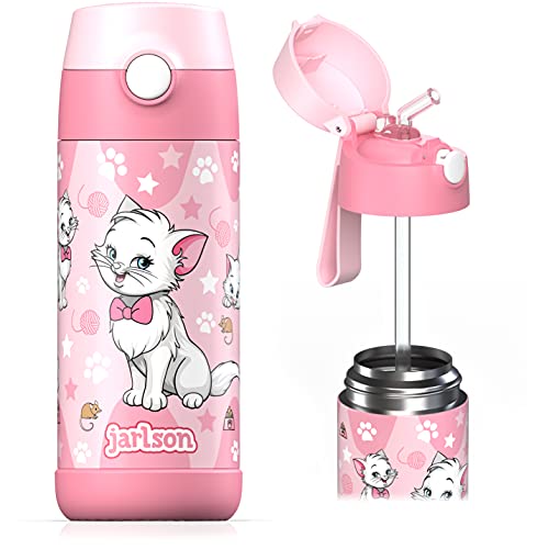 Jarlson Garrafa de água sem bpa para crianças, garrafas de água de aço inoxidável, térmicas, à prova de fugas, para a escola e desportos, o termos térmico, 350 ml