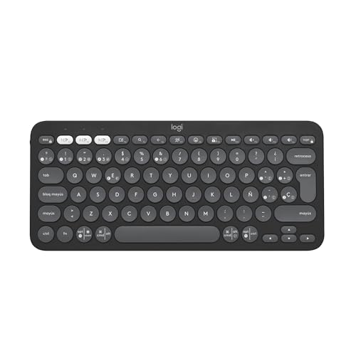 Logitech Pebble Keys 2 K380s Teclado Bluetooth multidispositivo, acesso direto, simplificado e portátil, Easy-Switch, Windows, macOS, iPadOS, Android, ChromeOS, Disposição QWERTY Espanho, grafite