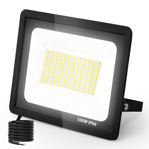 toobettp Focos LED para exterior, 10000 LM Floodlight LED projetor 6500 K branco frio projetor LED IP65 impermeável holofotes LED para garagem jardim pátio parque