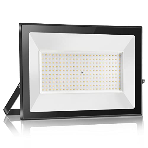 Probapro 200 W Focos LED para exterior, projetor LED 20000 LM IP65, impermeável, 3000 K branco quente para jardim, pátio, garagem, terraço, holofote exterior de segurança com alta luminosidade