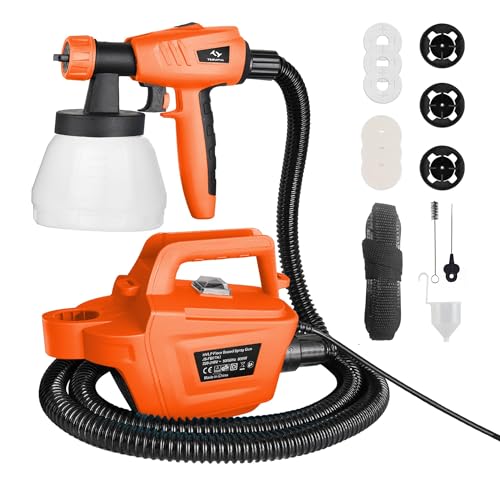 Tilswall Pistola de pintura 800 W, com tanque desmontável de 1300 ml, máximo 1200 ml/min 3 padrões de pulverização, 3 tamanhos de bicos HVLP pistola, para cerca, armário, pintura para casa