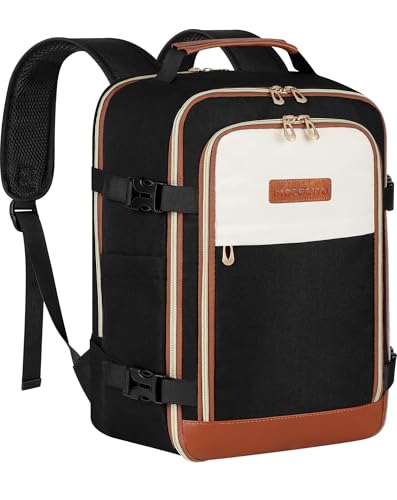 MOCOCITO Mochila viagem cabine avion 40 x 20 x 25, mala de viagem para Ryanair EasyJet mochila de bagagem de mão mochila de viagem, mochila unissexo impermeável 20 L, Preto/castanho/branco, Moda