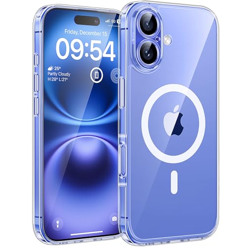 TOCOL Capa para iPhone 16, capa magnética para iPhone 16 6,1 polegadas [proteção lente câmera] [proteção militar], transparente