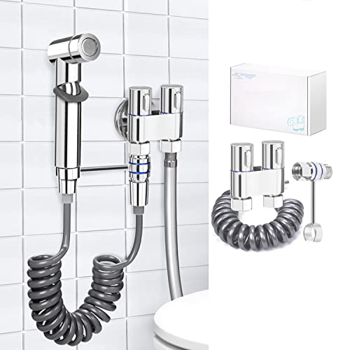 Chuveiros higiênicos para WC, torneira Bidet com 1 em 2 válvulas de cobre fino, mangueira e suporte de 2 m, para higiene pessoal diária